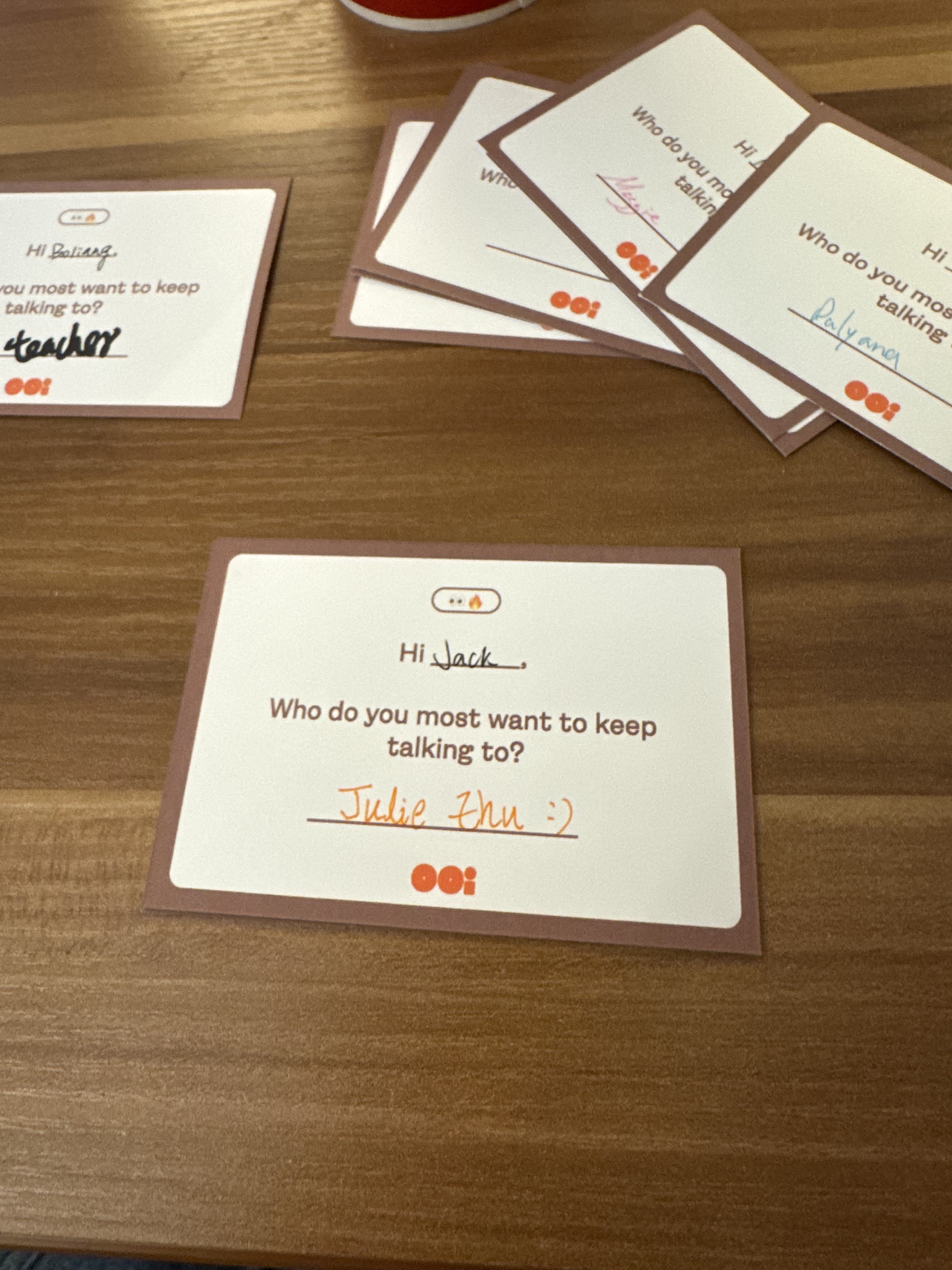Cupid cards laid out on a table