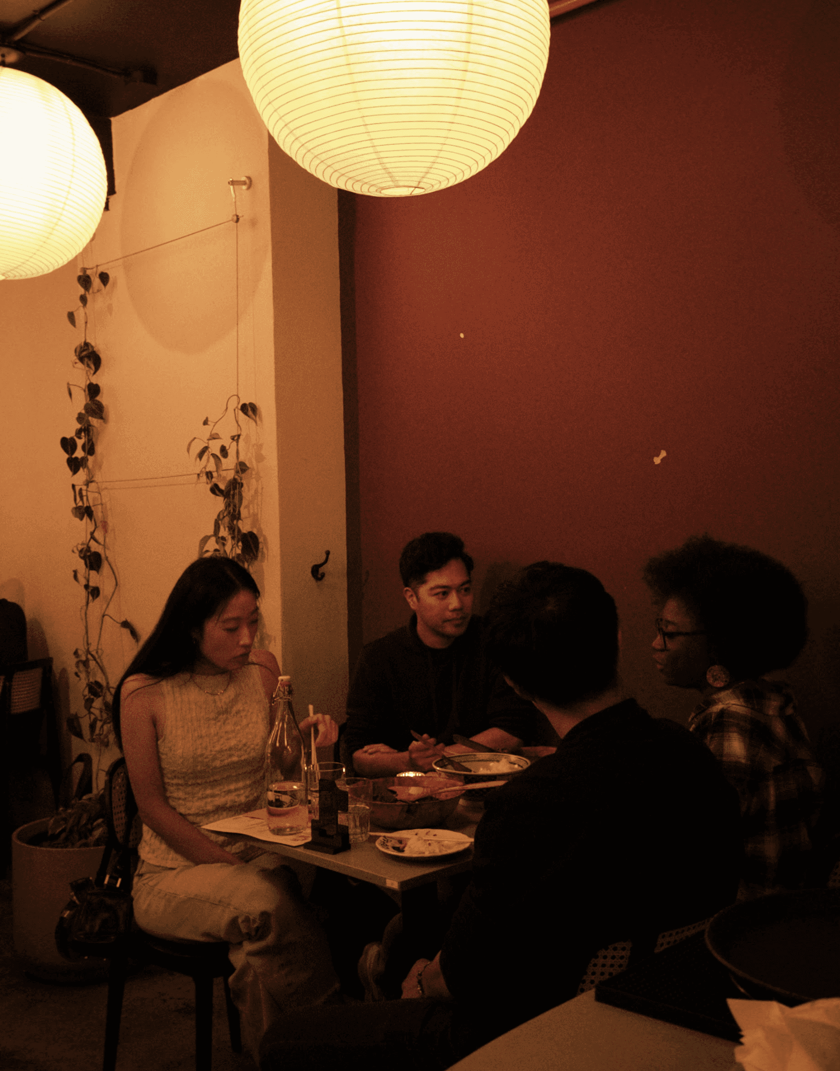 Guests sharing dinner before the supper club begins